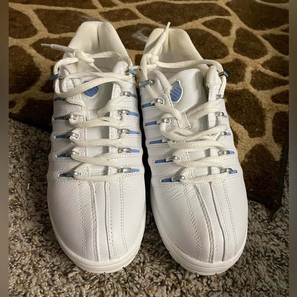 White and blue sneakers
